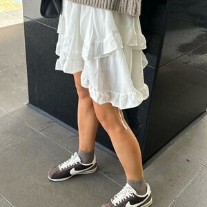 White Ruffled Mini Skirt